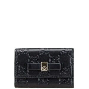 Gucci Guccissima Ribbon Case Black Leather